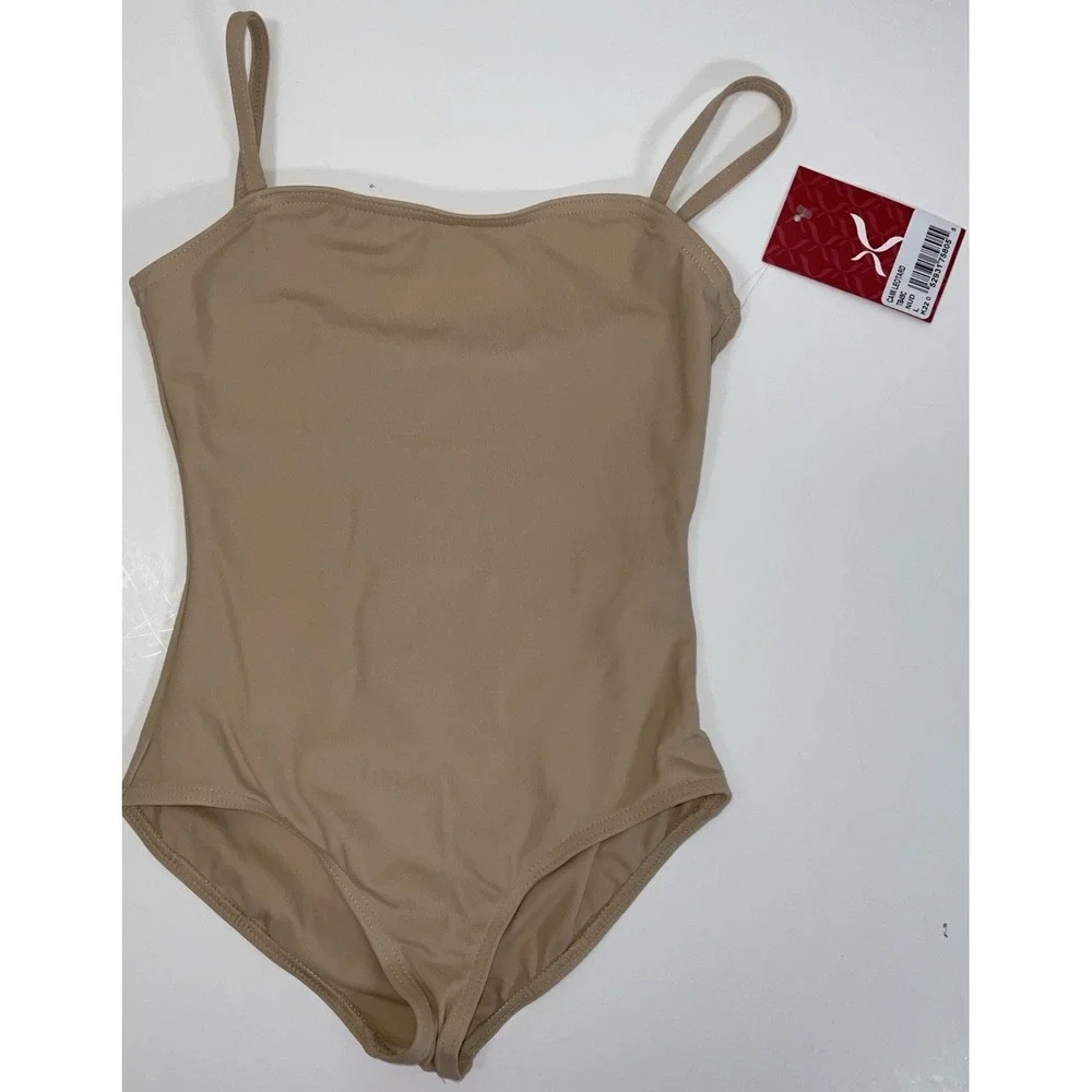 NWT Capezio The Dancemaker Youth Girls Camisole Leotard Nude Large 12/14‎